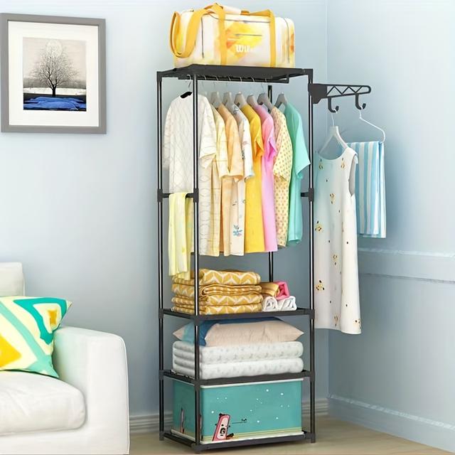 TEMU ตะขอแขวนเสื้อผ้า Hangler Clothing Line ตะขอแขวนผ้าในตู้เสื้อผ้าแบบพกพา ขนาด 17*55*36 ซม. สำหรับตู้เสื้อผ้าคอนโด