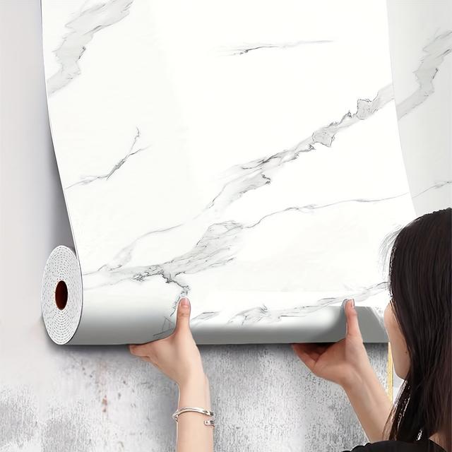 TEMU 1 Rouleau Peint Marbre Brillant Épais à Coller - PVC Étanche et à l'Humidité une Décoration DIY dans , , , - 300cm/118.11in