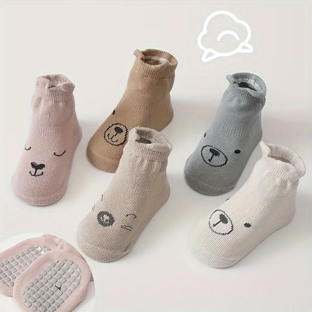 TEMU 5 párů roztomilých protiskluzových ponožek s medvídka a dotykovým povrchem pro miminka, které se učí chůzi