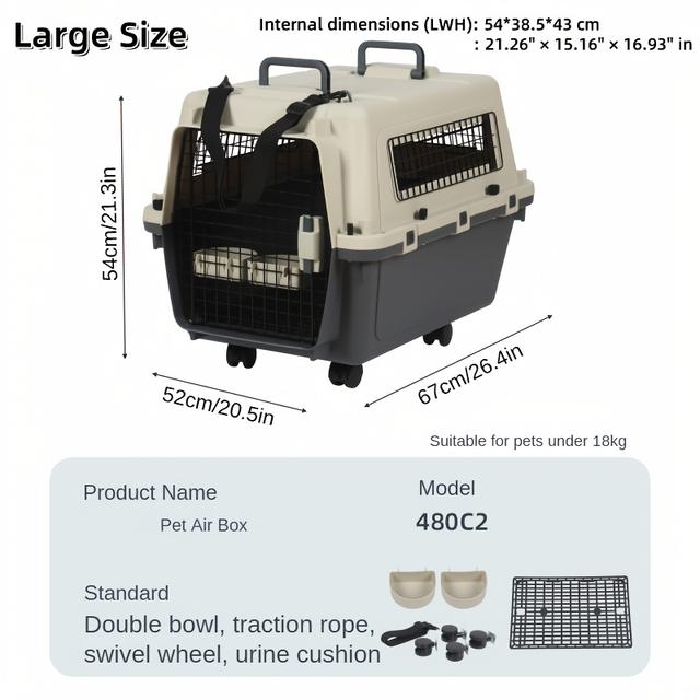 TEMU 1pc Cage de Voyage pour Chats et Chiens, Aérée, Léger & , Facile à Nettoyer, Idéal pour Animaux de Petite à Moyenne Taille