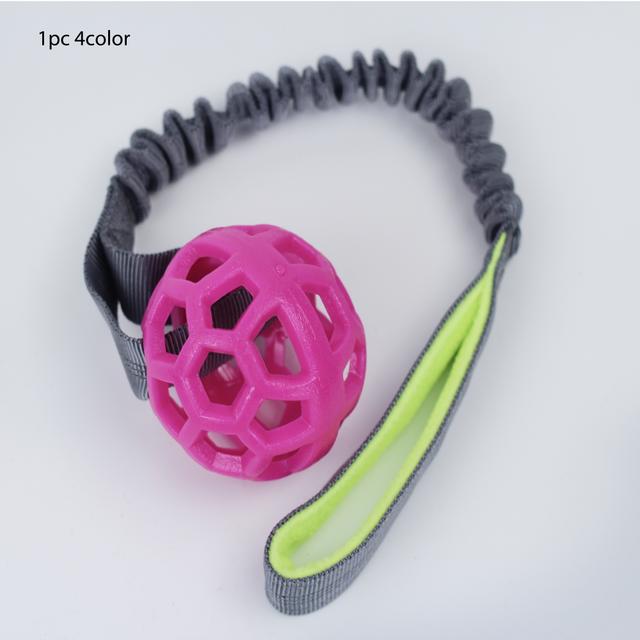 TEMU 1pc Rubber Dog Chew Toy With Rope - Hexagonal Food Dispensing Ball For Teeth Cleaning, Training & Play, In Blue, , Dog Toys For Aggressive Chewers