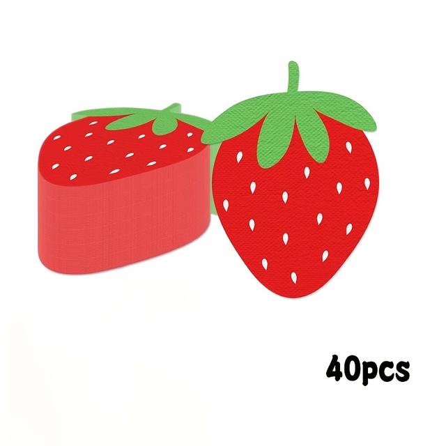 TEMU 40 Stück Erdbeer Servietten Erdbeer Party Servietten Pink und Rote Süße Servietten für Erdbeer Party Süße Baby Shower Party Zubehör, 19.5 X 15 Zoll