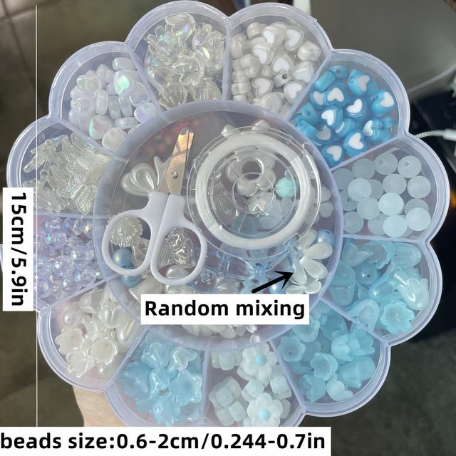 TEMU A Set Of Blue And White Phone Additions Featuring Large Mixed Beads Combined With 12 Fixed Styles. Spacer And Decorative Beads Are The Top For Phone Ornaments