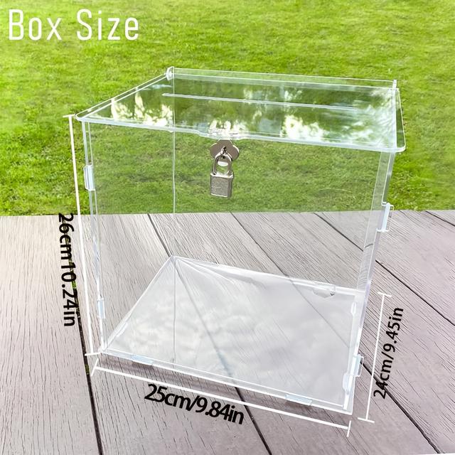 TEMU Transparente Acryl-Kartenbox Geschenkbox, Kartenbox für Hochzeitsbankette, Abschließbare Transparente Kartenbox, Geeignet für Geschenkkartenboxen für Partys und Hochzeitsfeiern