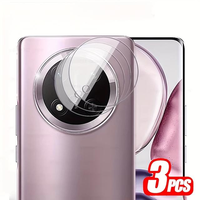 TEMU Set Of 3 Curved Edge Full Transparent Tempered Glass Lens Protectors For Huawei Honor X9c/x9b/ Lite