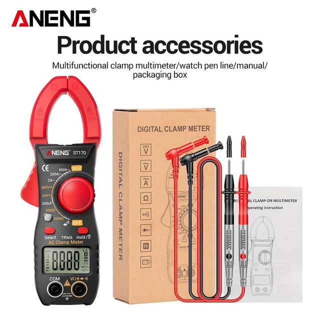 TEMU Aneng St170 Digital Clamp Meter 500a Ac Current Multimeter 1999 Ac/ Tester Hz Ncv Ohm Diode Test