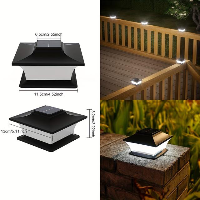 TEMU (1pc/box) Solar Powered Outdoor Courtyard Lights Automatically Turn On When Dark, Outdoor Fence Lights, Landscape Lights, Solar Column Headlights