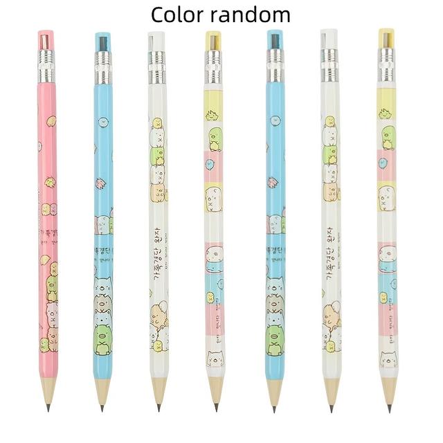TEMU 7pcs Set Mechanical Pencil 2b, 2.0mm Lead Refillable Push Button Pencils For Kids And Students, Continuous Writing, Suitable For School Use