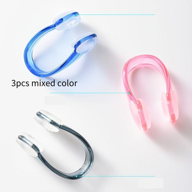 TEMU 3/5pcs Silicone Swimming Nose Clip, Waterproof And Anti Slip, Suitable For Swimming Training, Mixed Colors, Useful