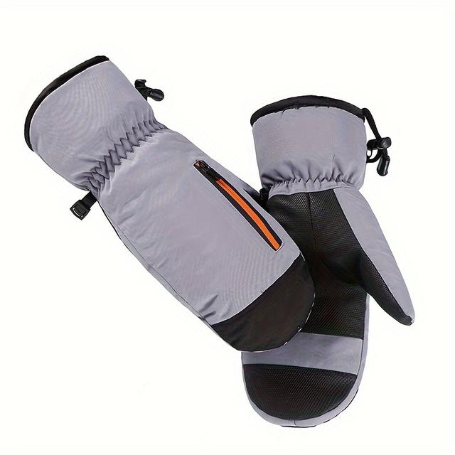 TEMU Men's Winter Ski Gloves, Warm, High Quality, Cold-resistant, Windproof, Anti-slip, For Outdoor Sports, Mountaineering, Thickened And Padded, , Fingerless Mittens