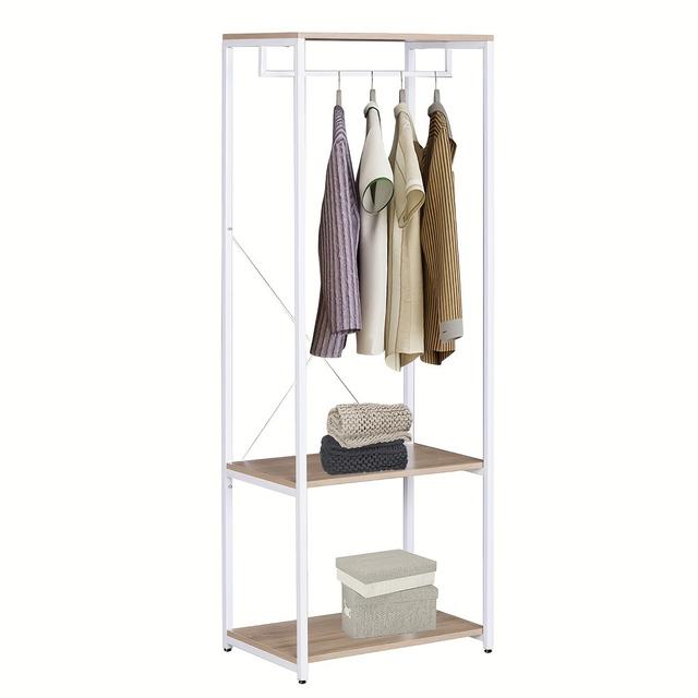 TEMU 1pc Perchero para Ropa con Estantes para Armario de Dormitorio, Metal y Madera, + , . 60 x 40 167cm