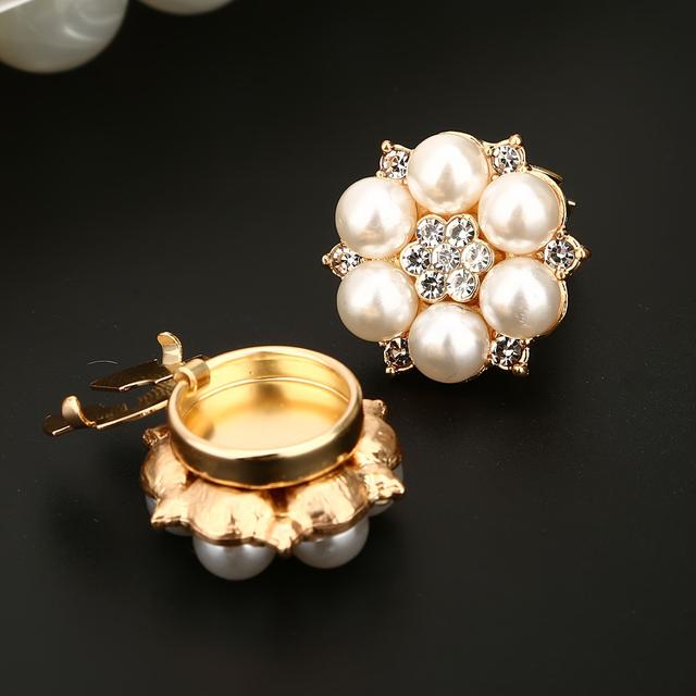 TEMU 2pcs Button Covers For Women Shirts And Dresses Button Decorations Rhinestone Artificial Pearl Fancy Button Cover Cufflinks Accessories No Sewing Cuff Links For Women Gift