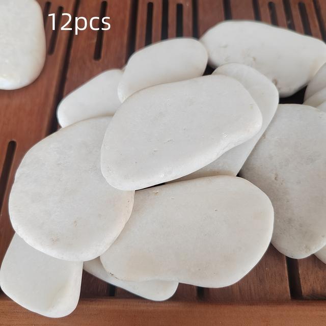 TEMU 12 platte schilderstenen, geschilderde , tekenstenen, ambachtelijke platkiezels, decoratieve stenen, natuurlijke stenen, witte gladde , 1.18-3.15 inch