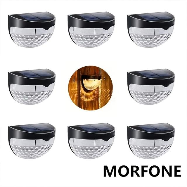 TEMU Morfone 8 Led Semi-circular Solar Wall Lights, Charging During And Automatically Turning On At Night, Suitable For Balcony Railings, , Railings, And Fences