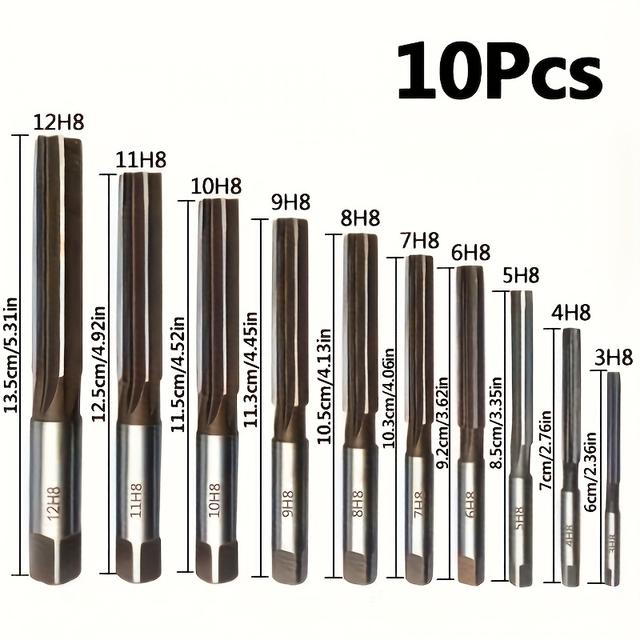 TEMU 5/9/10 stuks 3-16mm Handmatige Ruimerset Metrisch H8 Precisie Legering Gereedschapstaal 6 Sleuven Rechte Schacht Freesgereedschap