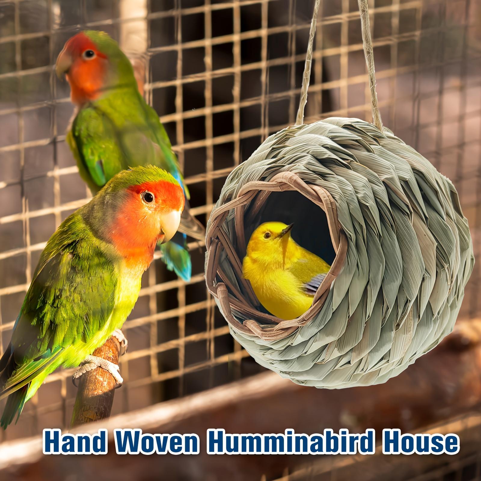 TEMU 2pcs Classic Round Straw Bird Nests - Hanging Outdoor Decor, No Power Needed