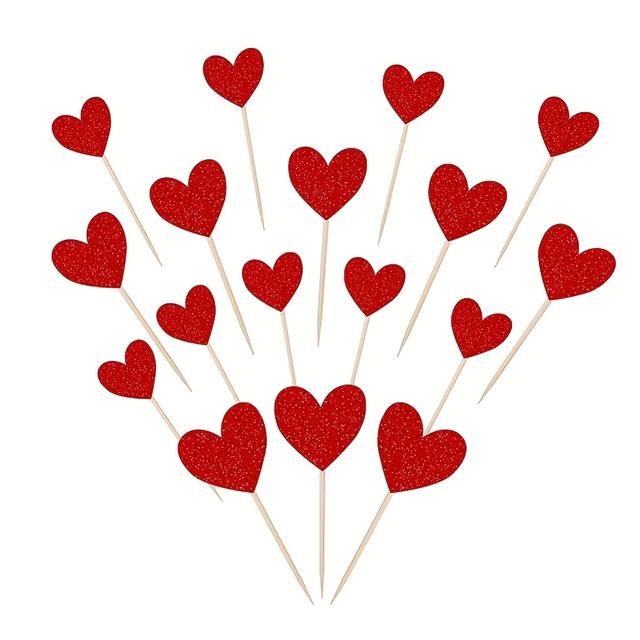 TEMU 24 darab Valentin-napi szív alakú tortadíszítő kiegészítő