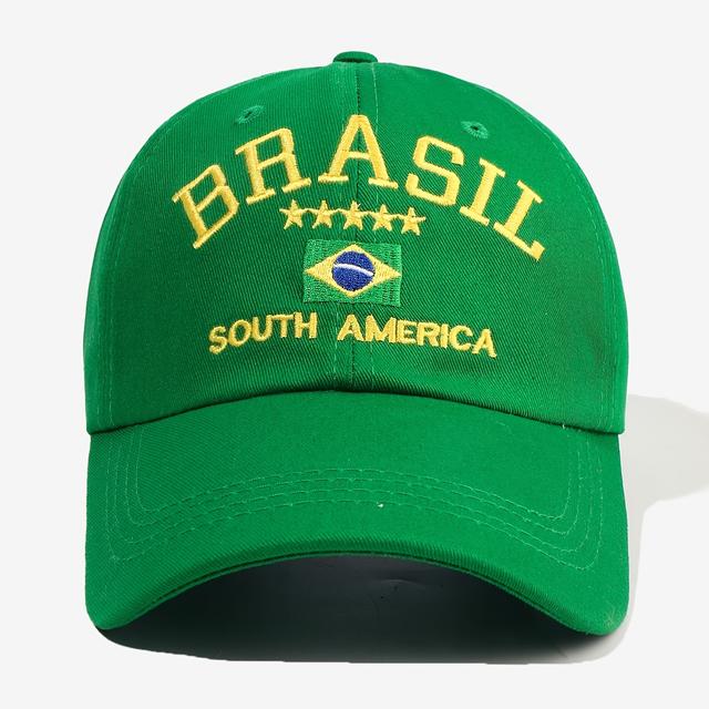 TEMU 1 Unisex Street Style Brasil Embroidered Baseball Cap | Lightweight, Adjustable Closure, Suitable For Outdoor Leisure And Vacation