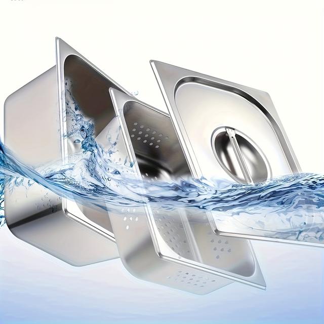 TEMU A Set Of 3pcs Stainless Steel Steamer, Fryer Hotel Prep Table Food Perforated Pans 1/2 Size, , Multi-functional, Suitable For Food Storage Containers, Buffets, Prep, Food Heating ( Cooking)