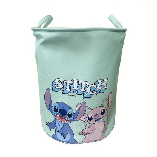 TEMU 1pc Stitch Dormitory Foldable Laundry Basket - Large Capacity Collapsible Storage Bin With Stitch & Design, Durable Polyester Fabric, Laundry Baskets