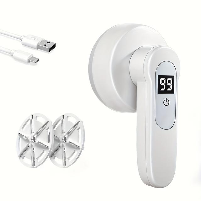 TEMU Electric Lint Trimmer, Lint Remover Rechargeable, Electric Portable Sweater Defuzzer, 6 Leaf , Digital Led Display To Remove Pilling For Clothes, Furniture, Sweater, Couch, Blanket