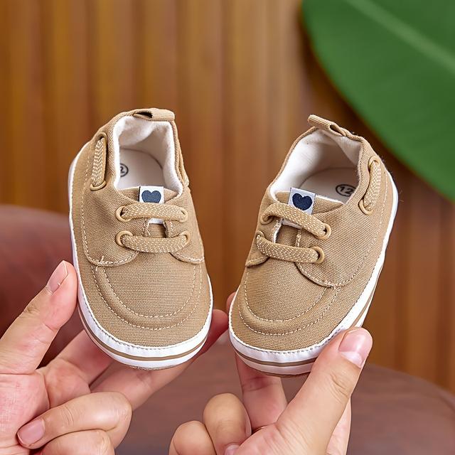 TEMU Casual Slip-on Canvas Footwear For Newborns 0-1 Year, Breathable First Walker Sneakers For Genders