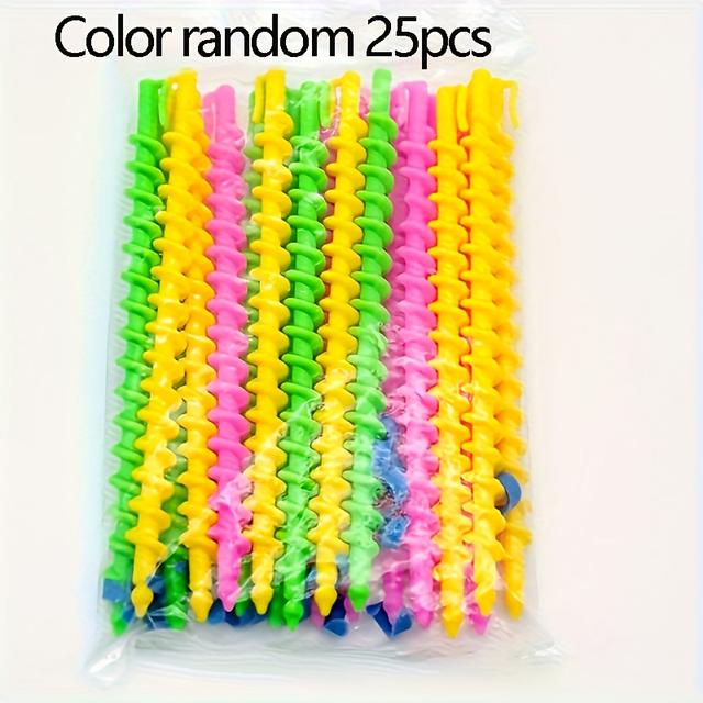 TEMU 25pcs Spiral Hair Rods For Curly Twisting - Ion Styler Curling Bars With Rods Suitable For Diy Hairstyles, Salon & - Curling Tools, Volume & Definition, 25pcs (no Scent)