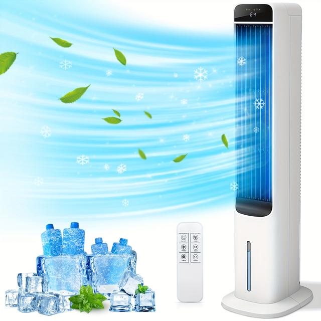 TEMU Evaporative Air Cooler, 40 Inch Portable Cooling Fan With Water , Swamp Cooler With Humidifier For Room, 50° , And Type, Remote Control