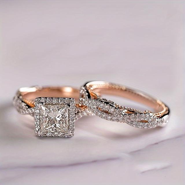 TEMU 1pc/2pcs/3pcs/set Women Rings Zirconia Wedding Rings For Women Engagement Rings Jewelry Set