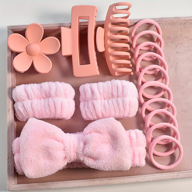 TEMU Schmetterlings-Endhaargummi-Armband, nahtloser Haargummiziehhalsband, matte Krallenklammer, Waschbeutel-Set, 16-tlg. Haar-Accessoires
