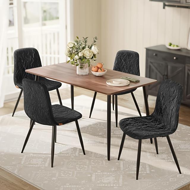 TEMU For Christmas Home Decor Dining Chairs, Set Of 4 Dining Room Chairs, Metal Frame, Adjustable Feet, Easy To Clean, -textured Synthetic Leather, For Kitchen