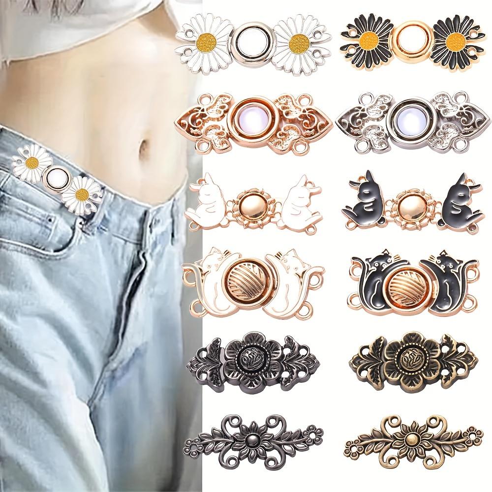 TEMU A Set Of 12 Reusable Button Pins Suitable For Loose Jeans, Adjustable Daisy Jeans Button Pins, Pants Waist Tighteners With Buttons Suitable For Jeans.