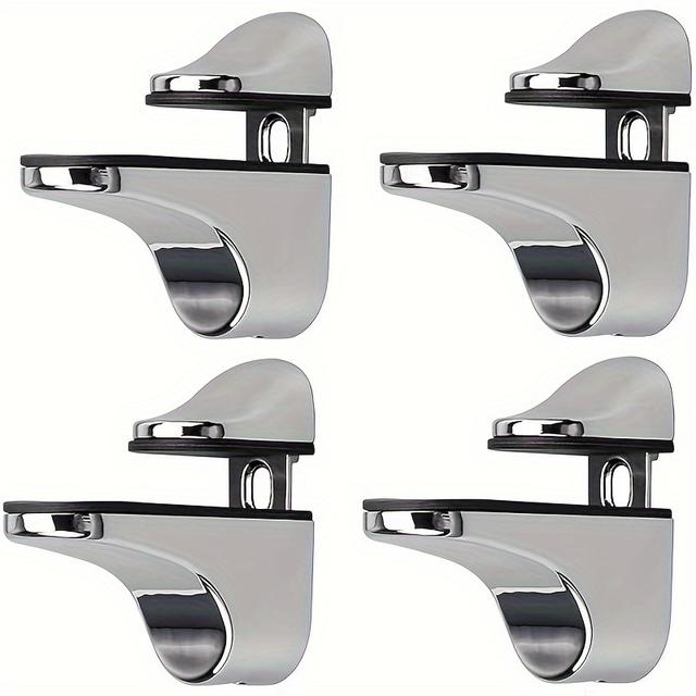 TEMU 4-pack Adjustable Fish Mouth Glass Clips - Metal Tempered Glass Holder & Divider For Home Decor, No Electricity Needed