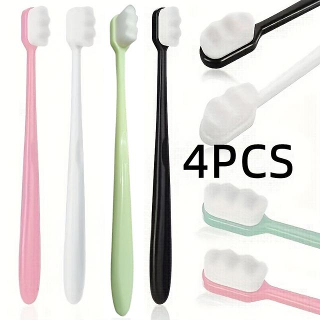 TEMU 4 Pack Gentle Manual Toothbrushes With 20,000 Soft Microfiber Bristles - Sensitive Teeth & Gum Care, Full- Brush For S, For Receding Gums, Plaque Removal (individual Pack Value)