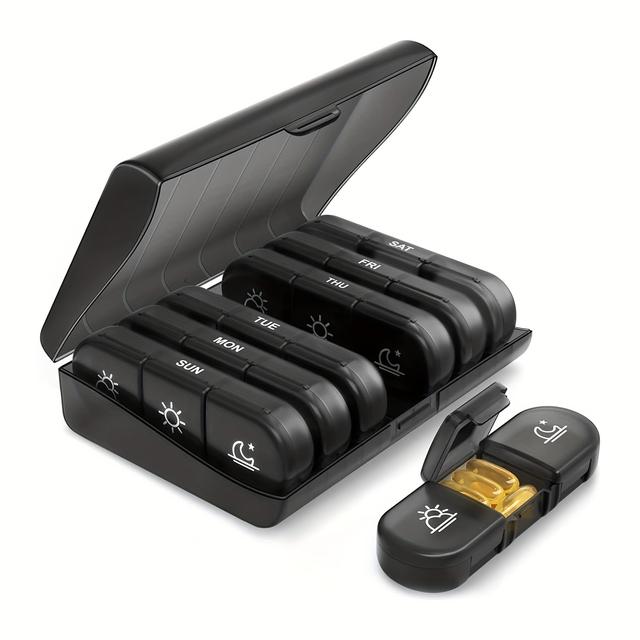 TEMU 7 Pack Weekly Pill Organizer, 3 Times A Day, Portable 7-day Travel Pill Box, Large Pill Container For Medications, Supplements, Fish Oil, Vitamins, Light-proof Pill Box