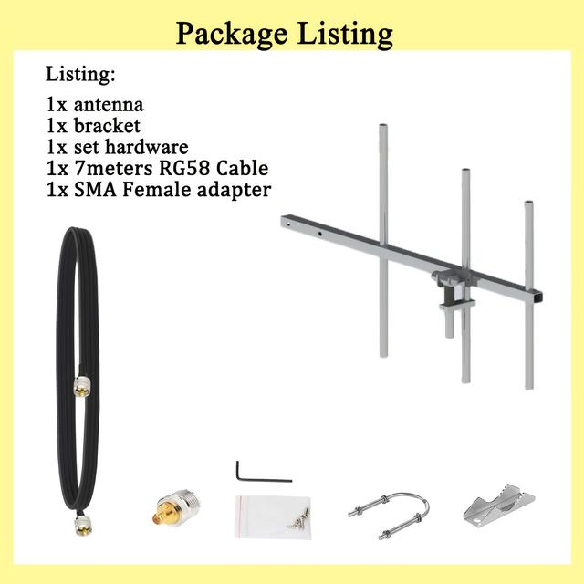 TEMU Uhf Base Radio Antenna 400-470mhz 7dbi For Repeater/ham Radio, Svy 50-3 Coaxial Cable Pl-259 Male (full Kit)