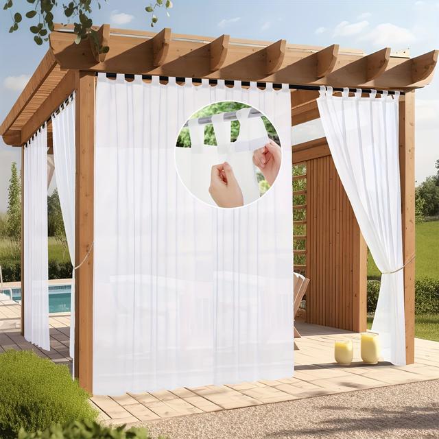 TEMU da esterno 1 pz &Estate con nastro per testa staccabile, Tende semitrasparenti, Parte con staccabile, Adatta per portico, , cottage, terrazza e altra decorazione