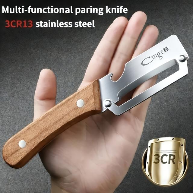 TEMU The 1pc New Multi-functional Solid Wood Handle Stainless Steel Sharp Peeler Is An Essential Kitchen Tool For Easily And Quickly Peeling Fruits And Vegetables