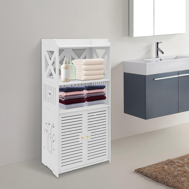 TEMU Étagère de Salle de Bain Robuste à 4 Niveaux - Armoire Autoportante, Rangement Économiseur d'Espace pour Douche et - Organisateur Facile à Assembler ( Pièces Métalliques), Étages