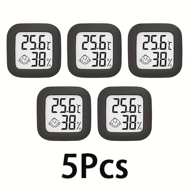TEMU Digital Hygrometer Thermometer, Compact Plastic Indoor Temperature & Humidity Monitor With Smile Icon, Non-rechargeable Button Battery Powered, For Home & Garden