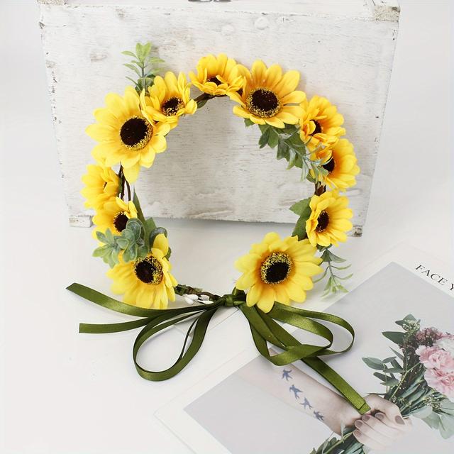 TEMU 1pc Sweet Sunflower Headband Suitable For Weddings, Parties, And Photography - The Perfect Birthday Hair Accessory