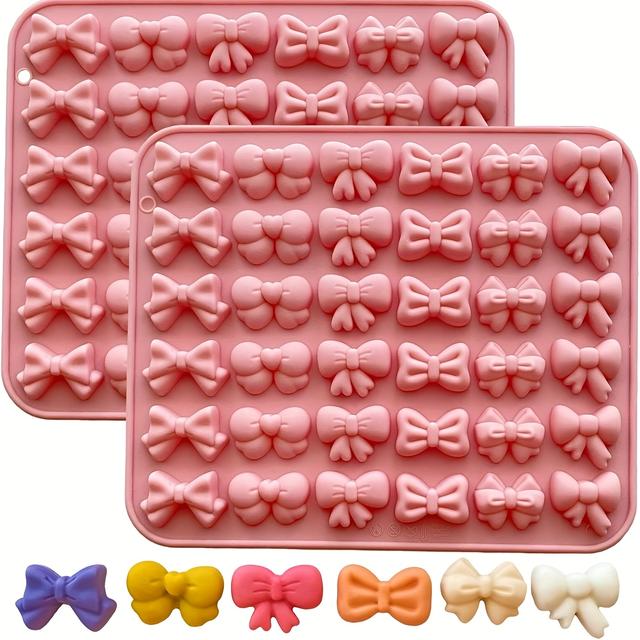TEMU 2pcs Silicone Bow Molds For Chocolate - 6 Shapes Tie Candy Mold Consumable For Gummy Cake Pops Ice Jelly Cookie Cupcake Decorating