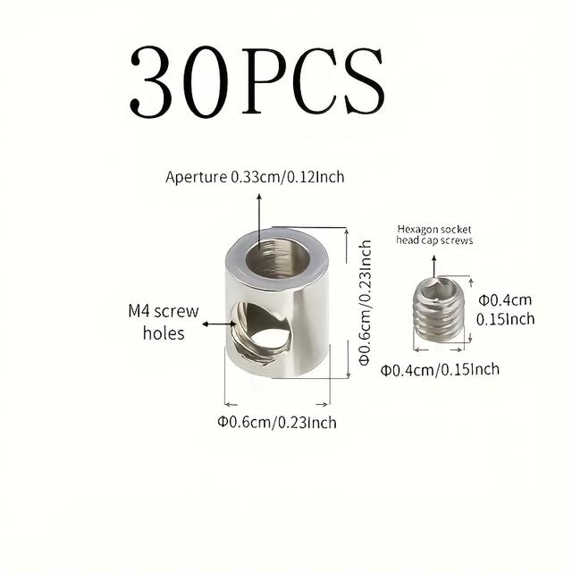 TEMU 30개 케이블 클램프 - 싱글 홀 디자인, 고강도, 내식성 와이어 로프 고정기, 1.5mm-2mm 와이어 로프용, 헤비듀티 구조, 안전 클램프 | 헤비듀티 케이블 클램프 | 내구성 케이블 클램프, 와이어 로프 미포함