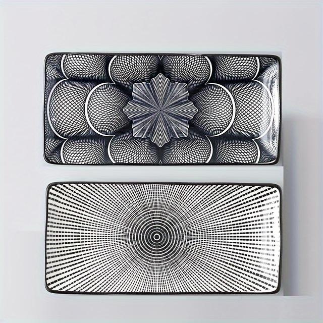 TEMU Set Rettangolari in Ceramica - Vassoi da Servizio Multicolore da 9.8" per Sushi, Antipasti, Dolci e - per Microonde, , Lavastoviglie - per Cucine Domestiche e Feste