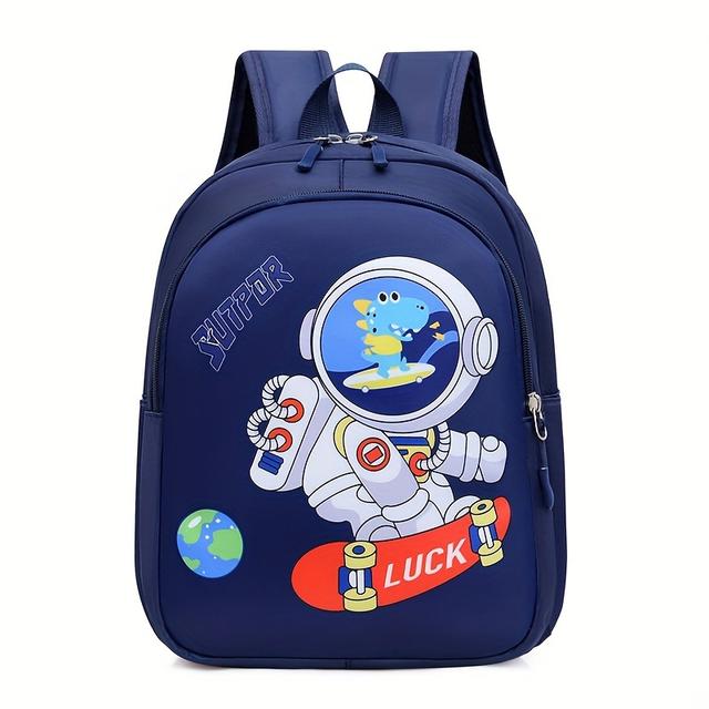 TEMU Förskoleryggsäck för pojkar, lämplig för åldrarna 2 till 5 år, mini dinosauriedesign, lätt och ventilerande, för förskola och förskoleklass, astronaut-tema ryggsäck