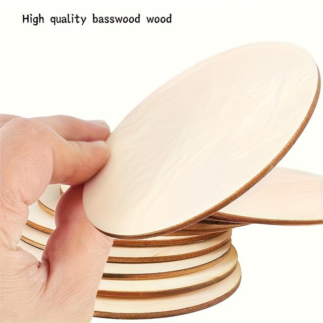 TEMU 50pcs Unfinished 10cm Round Wooden Discs - High-quality , Natural Wood Grain For Diy Home Decor, Crafts, Painting Projects, Wood Crafts, Crafting Supplies, Natural , Durable Wood Slices
