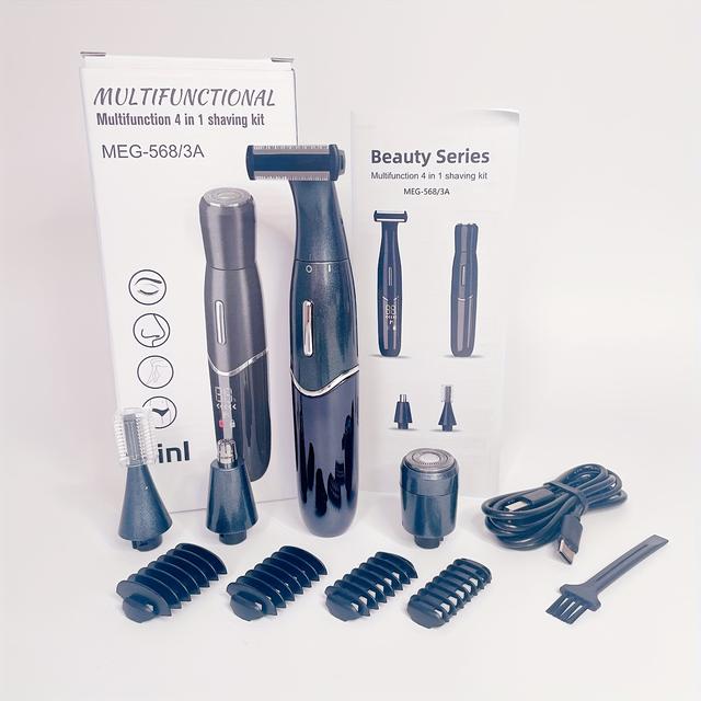 TEMU 4in 1 Electric Shaver For Men Usb Rechargeable Nose Ear Hair Trimmer Beard Razor Unisex Hair Remover Shaving Machine