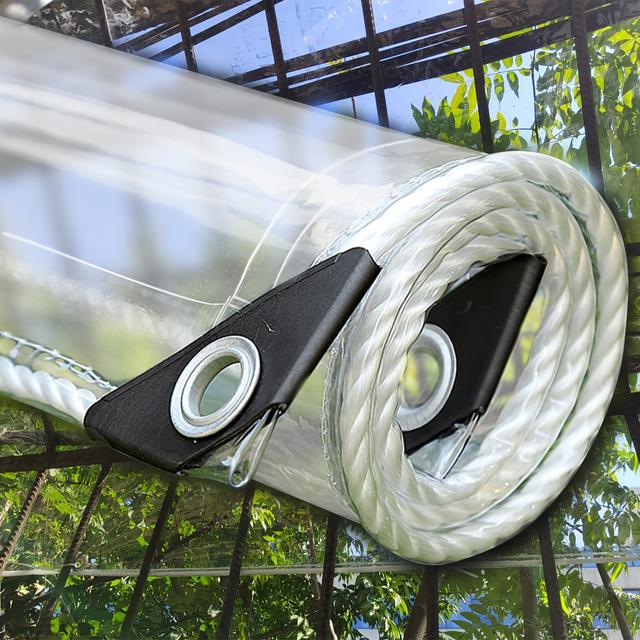 TEMU 20 Mil Thick Clear Vinyl Tarpaulin, Durable Waterproof Pvc Tarp With Brass Grommets, Tear-resistant Cover For Gardening, Camping, And Greenhouse Plants