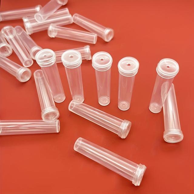 TEMU 20pcs Plastic Fresh Flower Nutrition Tube With Cap Water Storage Tube Keep Fresh Hydroponic Container Floral Water Tube