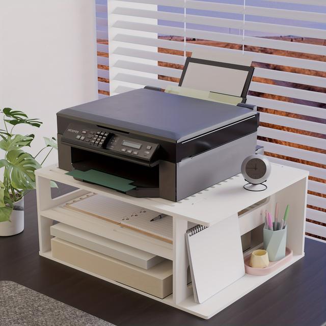 TEMU 3 szintes nyomtatóállvány tárolóval asztali nyomtatókhoz, asztali papírszervező és irattartó otthonra/irodába, sokoldalú asztali rendszerező faxgépekhez, szkennerhez és iratokhoz
